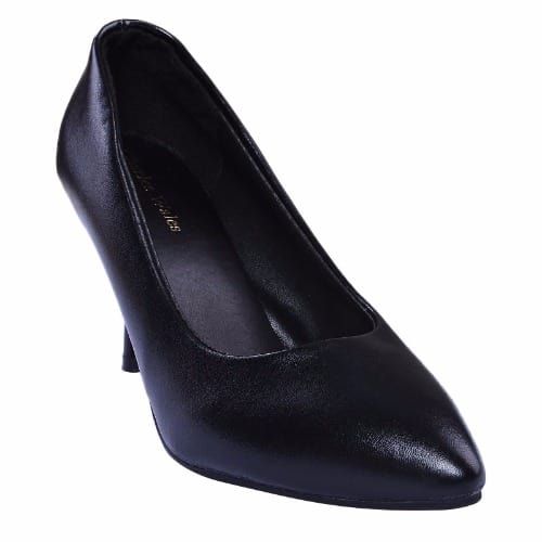 ladies black mid heel shoes