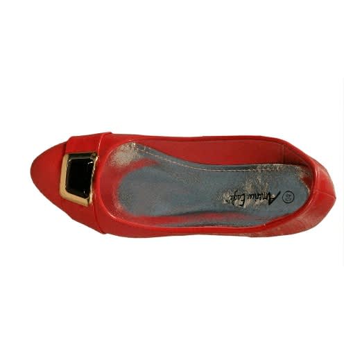 red patent leather flat shoes