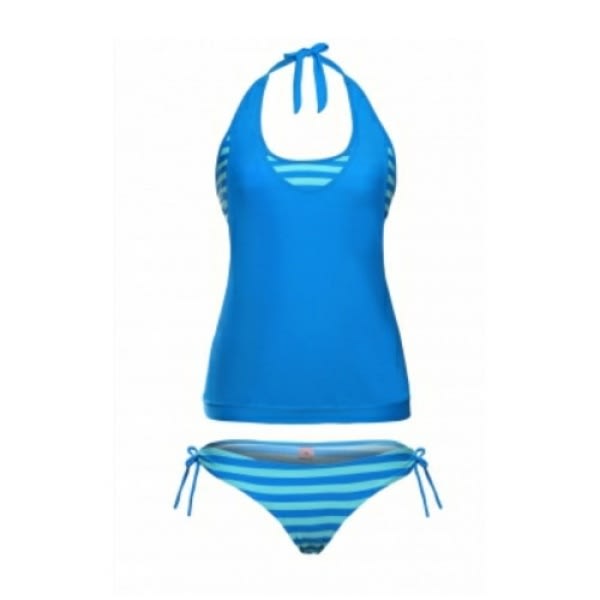 blue striped bathing suit