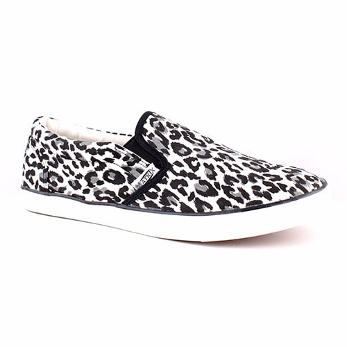 grey leopard slip on sneakers