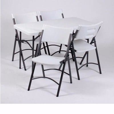 Lifetime 4ft Commercial Folding Table Four Folding Chairs