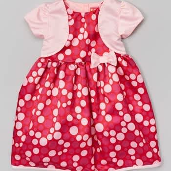Park Bench Kids Light Pink Red Polka Dot Bolero Dress Konga