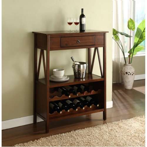 Handys Linon Tiziano Wine Storage Cabinet Aged Cherry Konga