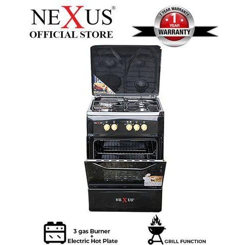 Nexus 3 Burners + 1 Electric Gas cooker - 60cm X 60cm - Black | Konga  Online Shopping