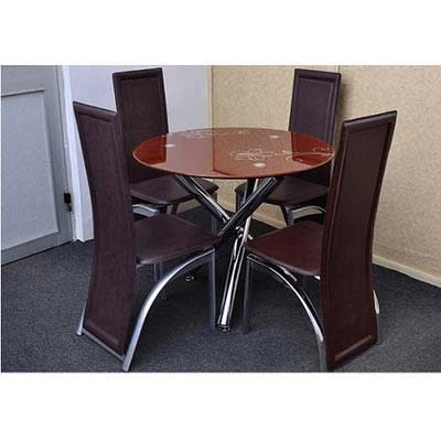 Uni Round Dining Table Brown 4 Chairs, Used Round Kitchen Table Sets