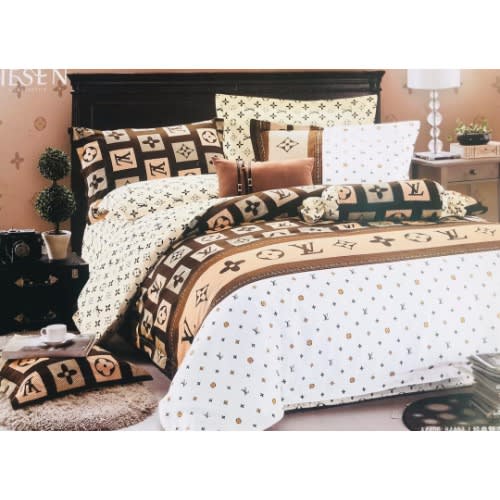 Inspired Lv Print Pattern Duvet With 2 Free Pillow Cases - 100% Turkish Cotton.