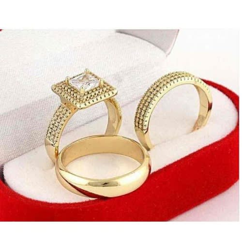 Pure gold wedding 2025 ring set