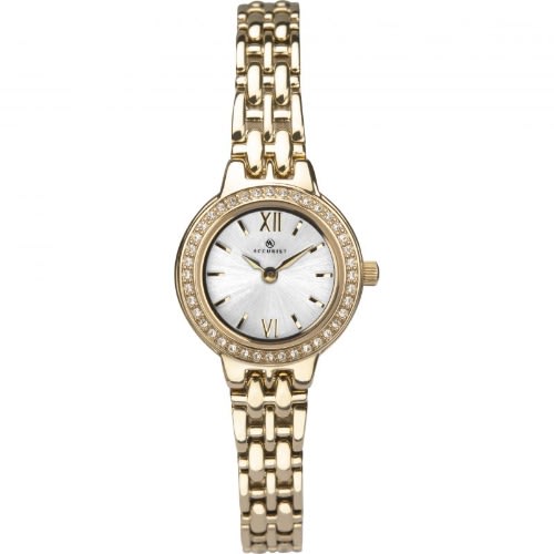 Accurist 8283 Ladies Gold Plated Stone Set Gilt Bracelet Watch