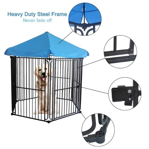 TD Dog Playpen Kennel Pet Foldable Crate Metal Cage Canopy 60