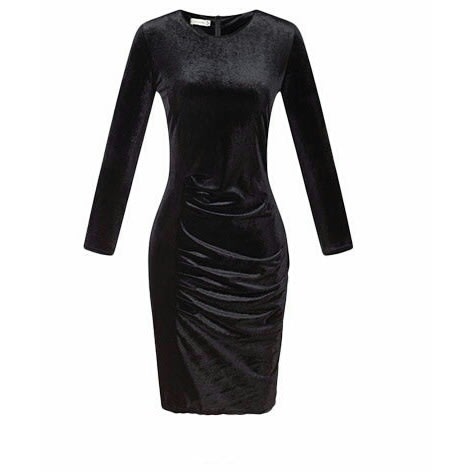 black midi long sleeve bodycon dress