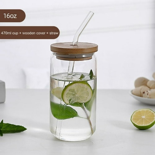 Borosilicate Glass Cup & Straw With Bamboo Lid 500ml Konga Online Shopping