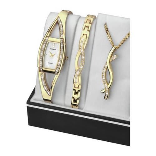 Gold Plated Bracelet, Pendant And Watch Set - Valentine Gift.
