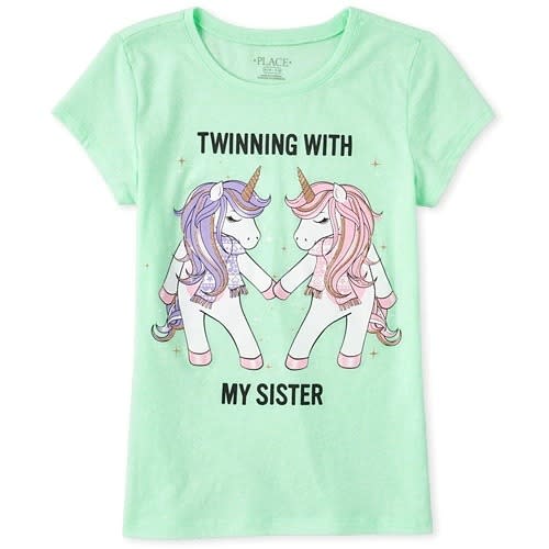 The Childrens Place Girl S Twinning With My Sister Unicorn Graphic