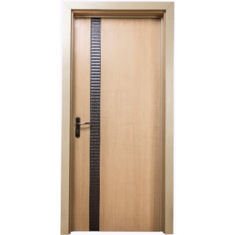 Premium Interior Flush Wood Door With Grey Decorative Wave Pattern