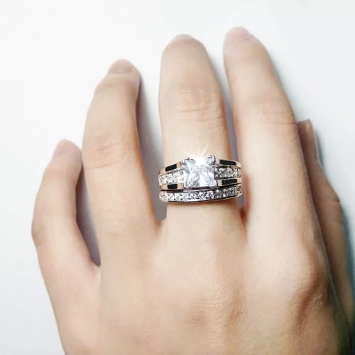 Princess Cut Cubic Zirconia Wedding Ring Silver Konga Online