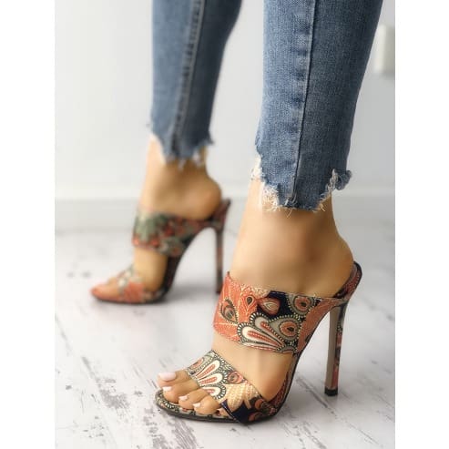 peacock heels with feathers
