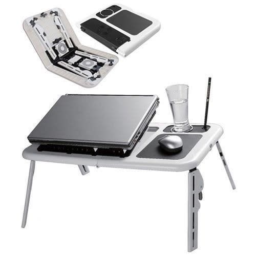 E Table Lap Desk Foldable Laptop Table With Usb Cooling Pad Konga Online Shopping
