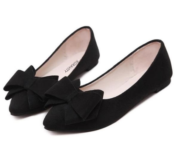 Bow Detail Flat Shoes - Black | Konga 