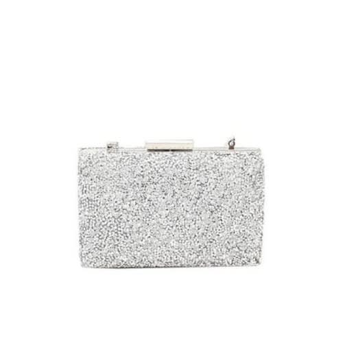 Ladies silver clutch bag top