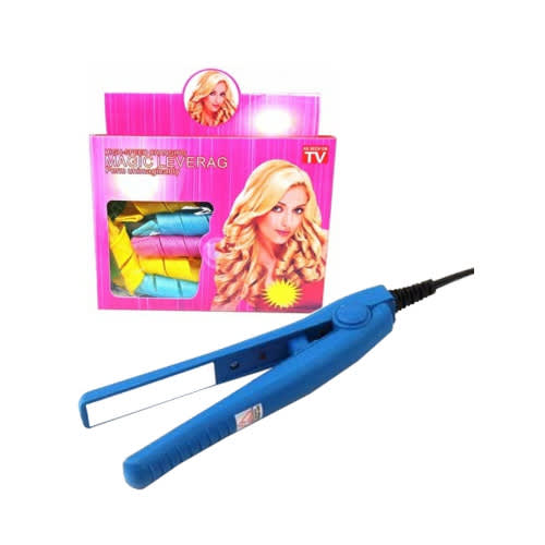 Magic Leverag Roller Curler Mini Hair Perming Straightener Blue