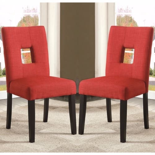 Maldives Open Back Upholstered Parsons Dining Chairs Set Of 2 Red