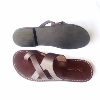 Men's Criss Cross Leather Slippers - Brown | Konga Online Shopping