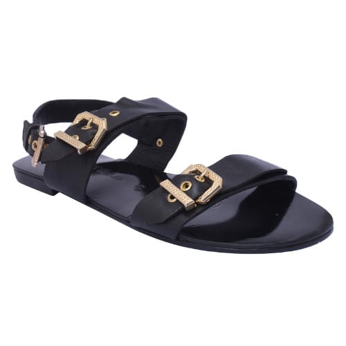 Tee Mask Men s Sandals with Gold Buckles Black Free Gift