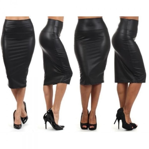 Pencil Walks Midi Leather Pencil Skirt-Black | Konga Online Shopping