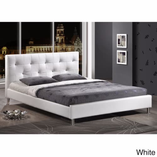 Crystal On Tufted Bed, White Leather Tufted Bed With Crystals