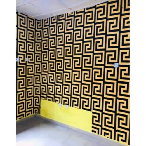 LV Inspired Black/Yellow Gold 3D Wallpaper - 5.3 Sqm