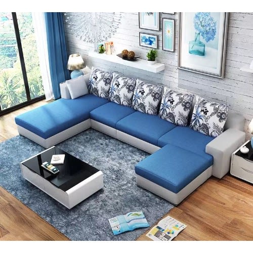Mak Nisy Living Room Furniture Maple 7 Seater U Shaped Sofa Set