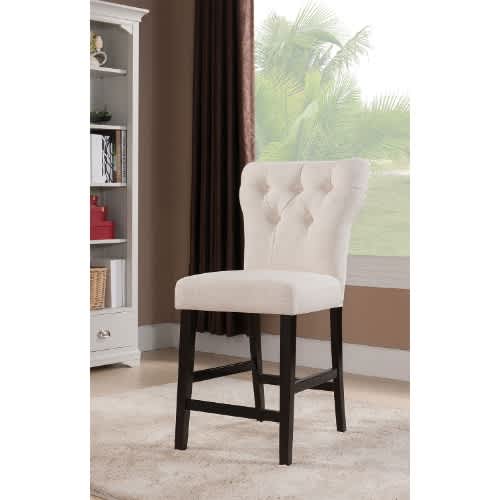 Handys Effie Walnut Button Tufted Counter Height Chair Beige