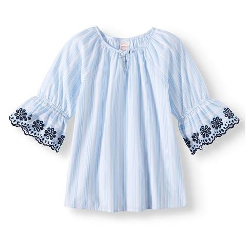 Wonder Nation Girls Striped Cotton 3 4 Bell Sleeve Top Konga