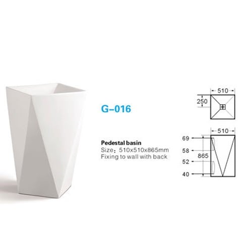 X Box Wash Hand Basin Ceramic Full Pedestal Wash Hand Basin