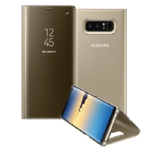 galaxy note 9 clear view standing case with censor gold