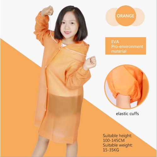 Thicker Children Reusable Raincoat - Orange.