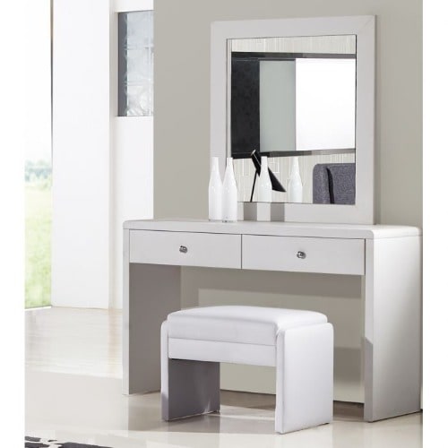 O2 Bethany Dressing Mirror With Additional Stool White Colour