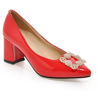 Stoned Rectangle Front Attachment Cover Shoes Red Konga Online