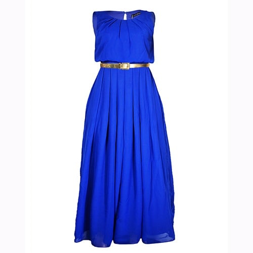 Lady Morgana Sleeveless Maxi Dress With Matching Belt- Electric Blue ...