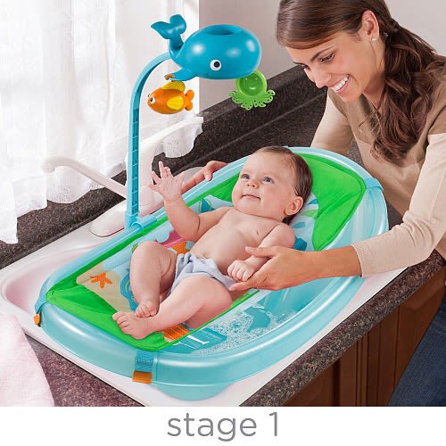 Summer Infant Ocean Buddies Newborn To Toddler Baby Bath Tub With Toy Bar