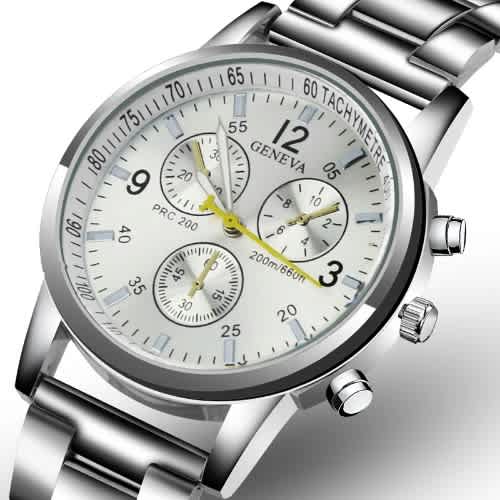 geneva mens watch stainless steel