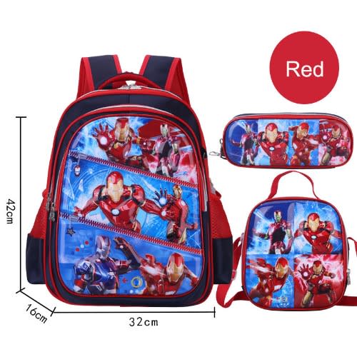 Iron Man Detachable Trolley With Lunch Bag And Pencil Case 3piece