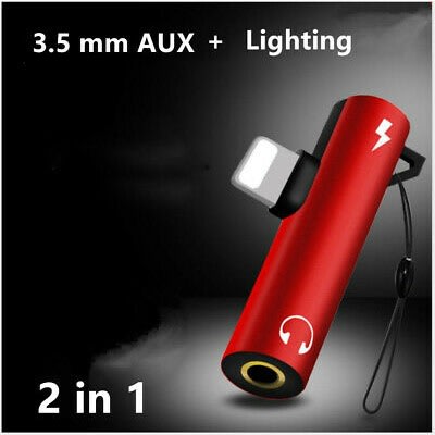 dual 2in1 aux audio lightning charger headphone splitter adapter for iphone 7 8 x xr