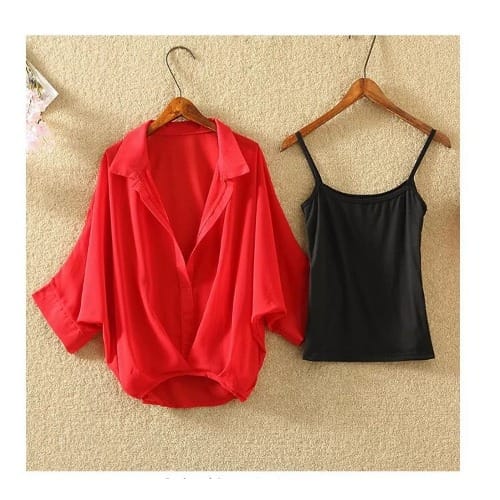 Two Piece Chiffon Shirt Red Konga Online Shopping