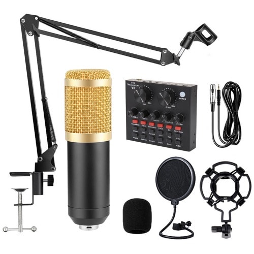 Full Kits Condenser Microphone With Sound Card & Stand | Konga Online ...