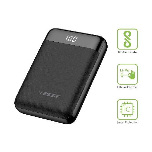 Veger Slim Cable Charger 10000mah External Battery Black Konga Online Shopping