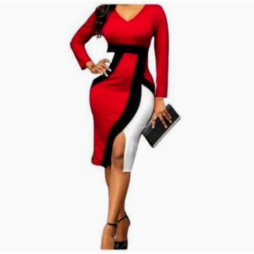Fashion Woman Bodycom Fitted Dress V-NECK | Konga Online Shopping