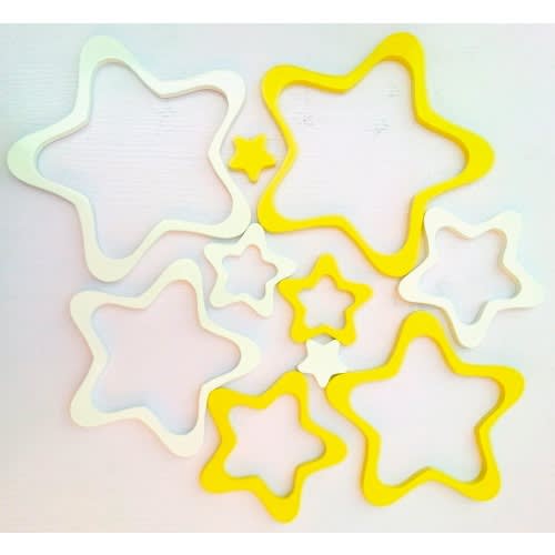 Acrylic Star Wooden Wall Sticker 10 Pieces White And Yellow Konga