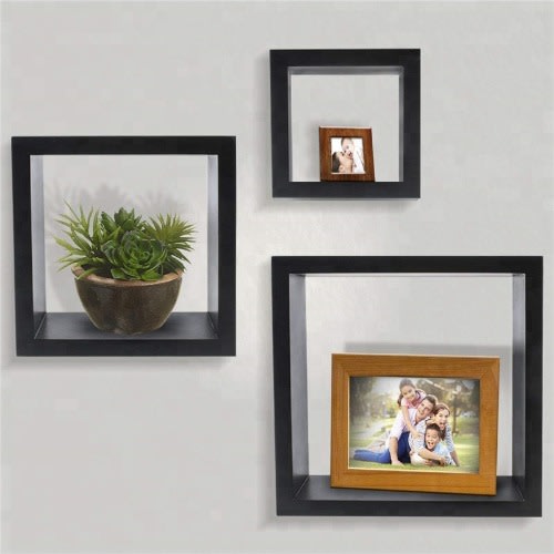 Mdf Decor Floating Wall Cube Shelf Black Konga Ping - Wall Cube Shelf Black Mdf Decor Floating Wall Cube Shelf Black Konga Ping - Wall Cube Shelf Black