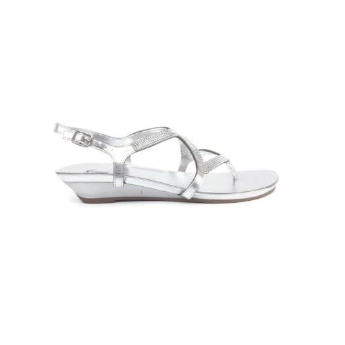 silver dress wedges